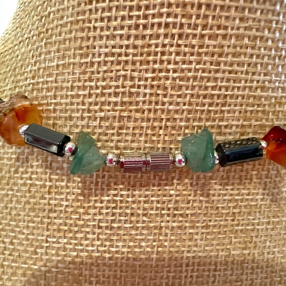 Multi-Color Genuine Gemstone Necklace & Bracelet Set, convertible - Picture 13 of 14
